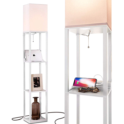 4. Brightech Maxwell Charging Edition LED Shelf Floor Lamp