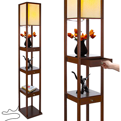 6. Brightech Maxwell Drawer Edition Shelf & LED Floor Lamp Combination